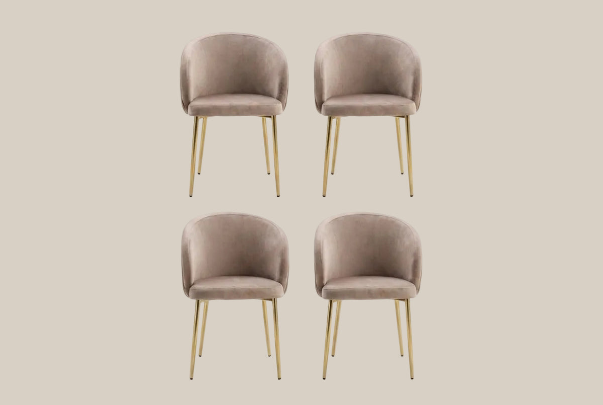 Wolvercote — Chaise avec accoudoirs en simili cuir taupe, piètement gold — vue 5