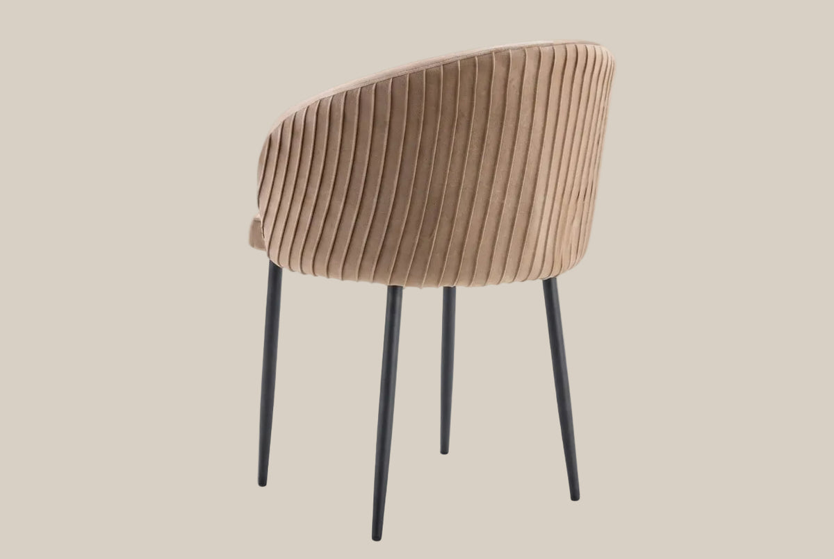Wolvercote — Chaise avec accoudoirs en simili cuir taupe, piètement métal noir — vue 3