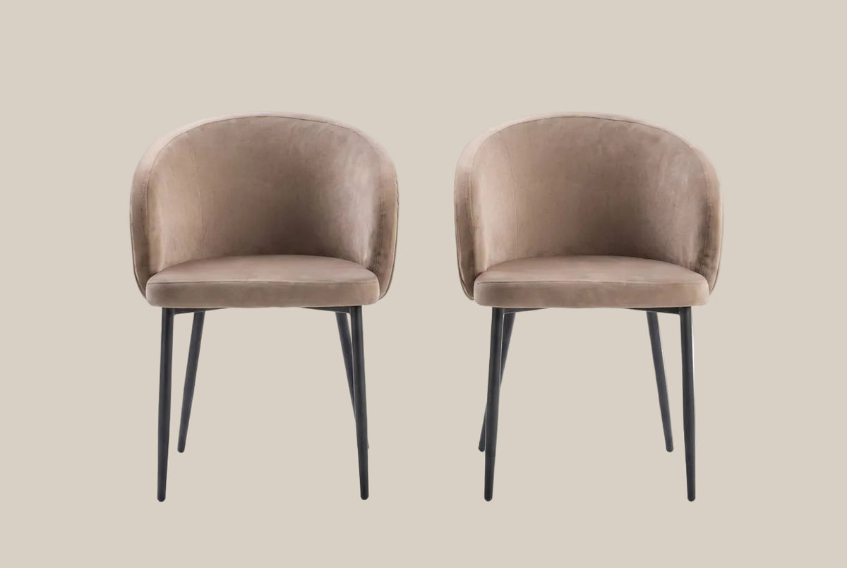 Wolvercote — Chaise avec accoudoirs en simili cuir taupe, piètement métal noir — vue 4