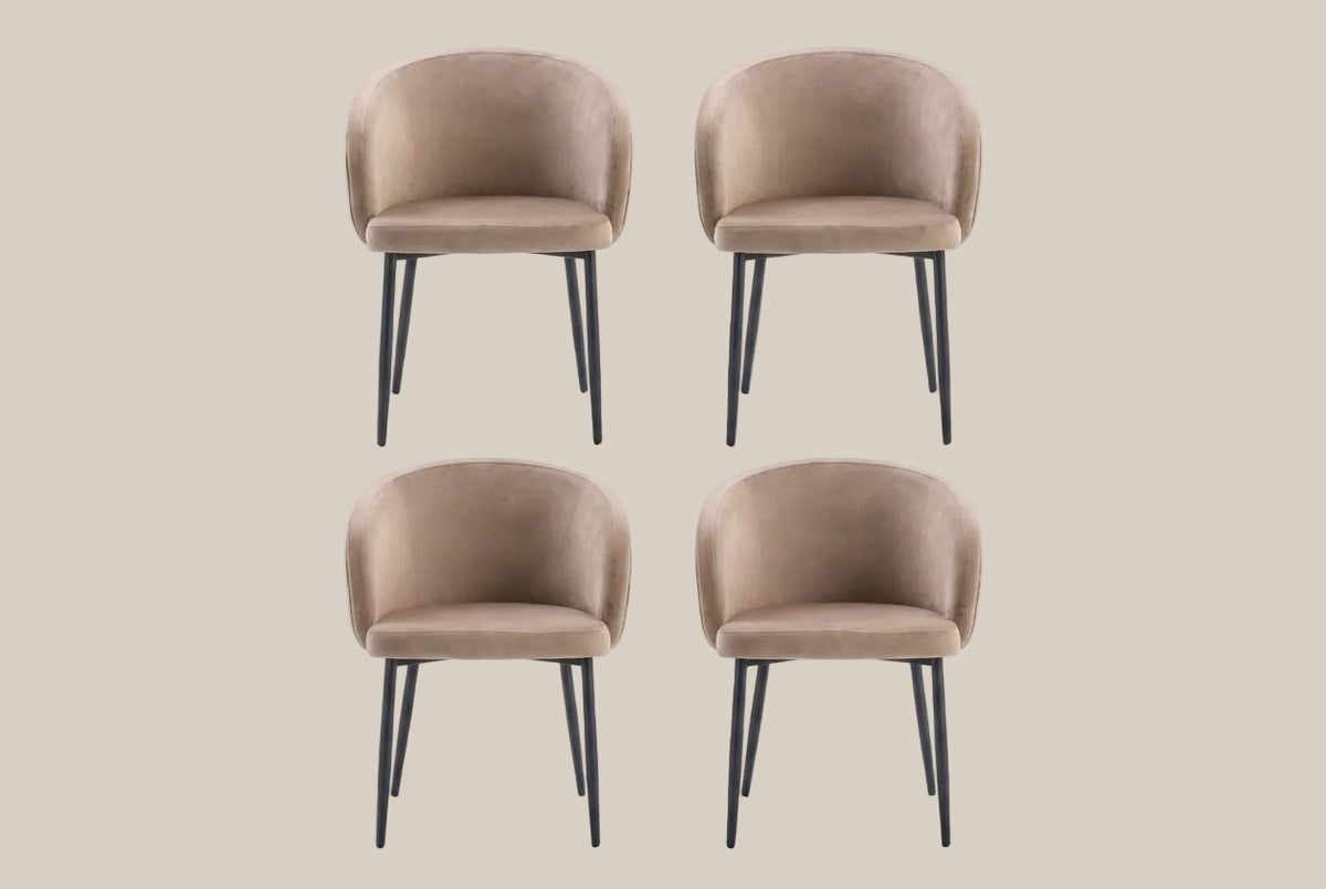 Wolvercote — Chaise avec accoudoirs en simili cuir taupe, piètement métal noir — vue 5
