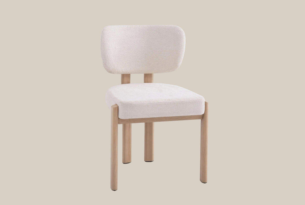 Wrenmoor — Chaise en serge chenille beige, piètement effet bois — vue 2