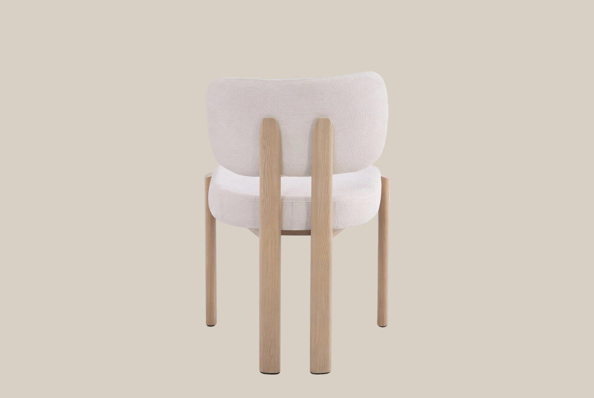 Wrenmoor — Chaise en serge chenille beige, piètement effet bois — vue 3