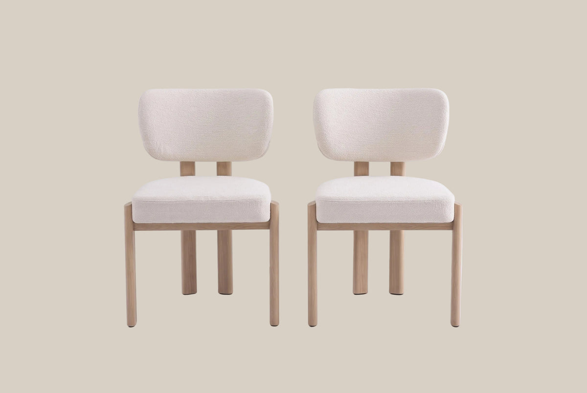 Wrenmoor — Chaise en serge chenille beige, piètement effet bois — vue 4