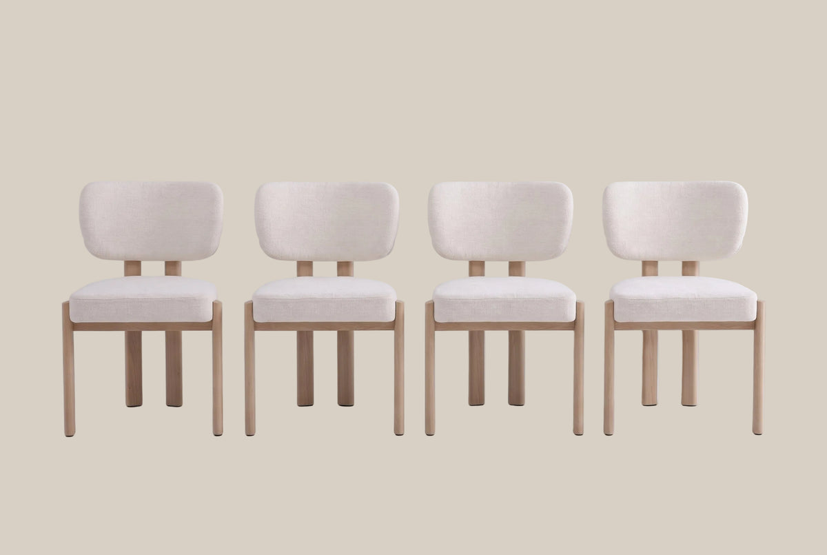 Wrenmoor — Chaise en serge chenille beige, piètement effet bois — vue 5