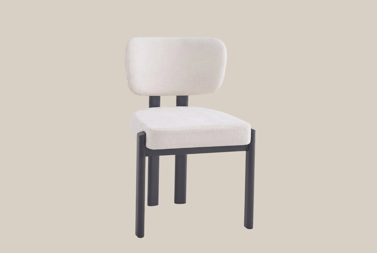Wrenmoor — Chaise en serge chenille beige, piètement métal noir — vue 2