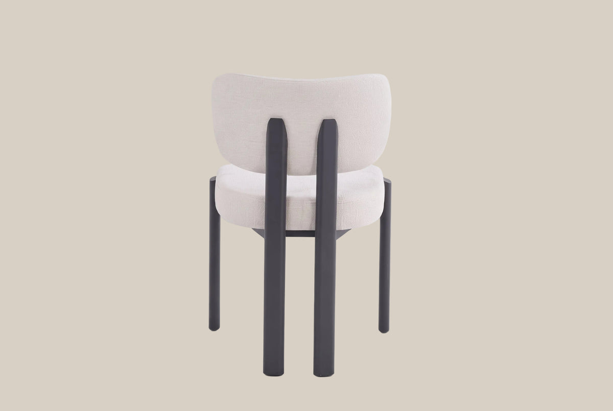 Wrenmoor — Chaise en serge chenille beige, piètement métal noir — vue 3