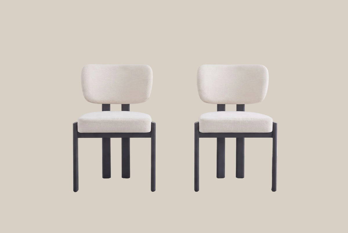 Wrenmoor — Chaise en serge chenille beige, piètement métal noir — vue 4