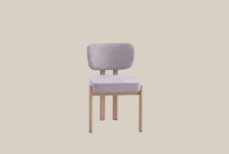 Wrenmoor — Chaise en serge chenille gris clair, piètement effet bois