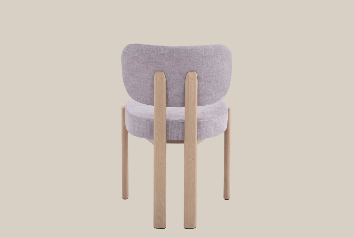Wrenmoor — Chaise en serge chenille gris clair, piètement effet bois — vue 3
