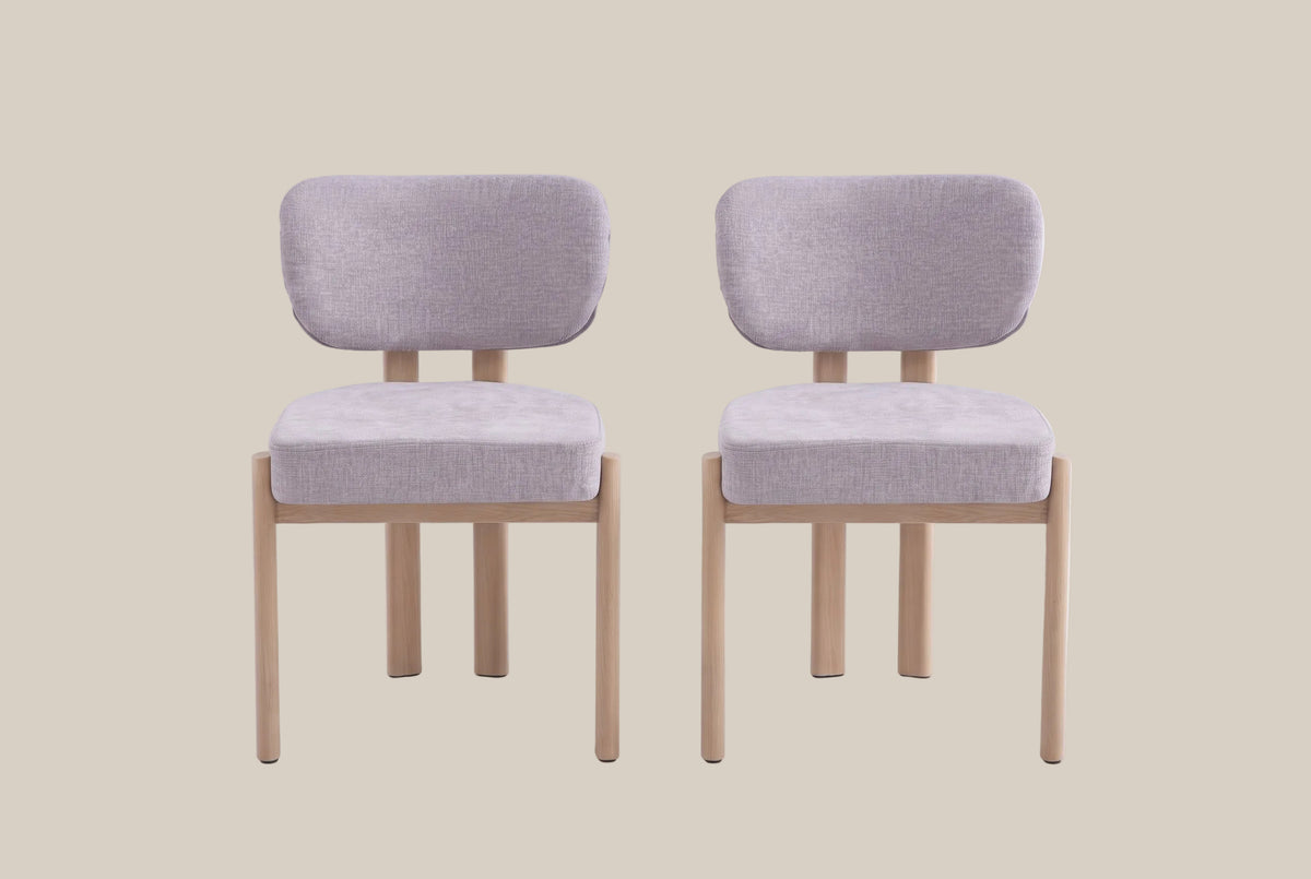 Wrenmoor — Chaise en serge chenille gris clair, piètement effet bois — vue 4