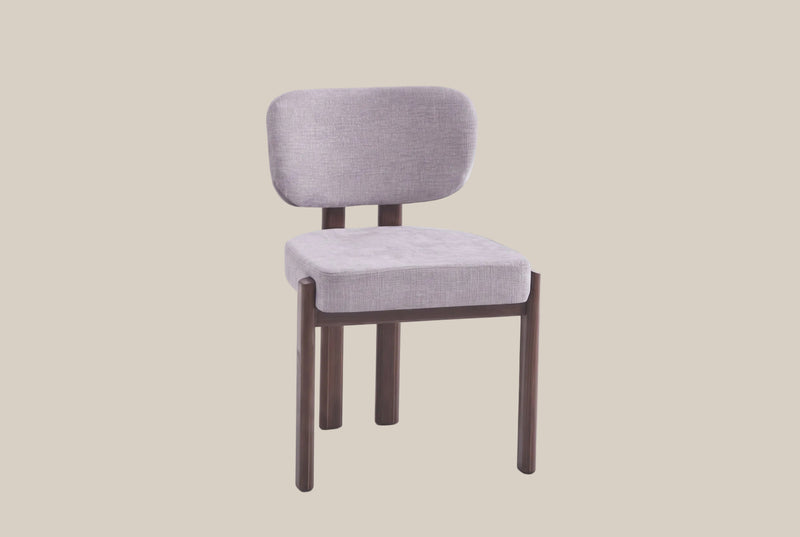 Wrenmoor — Chaise en serge chenille gris clair, piètement effet noyer