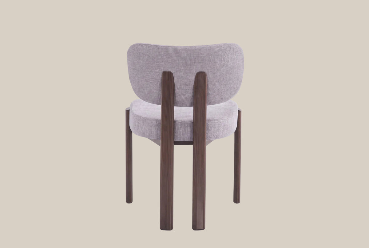 Wrenmoor — Chaise en serge chenille gris clair, piètement effet noyer — vue 3