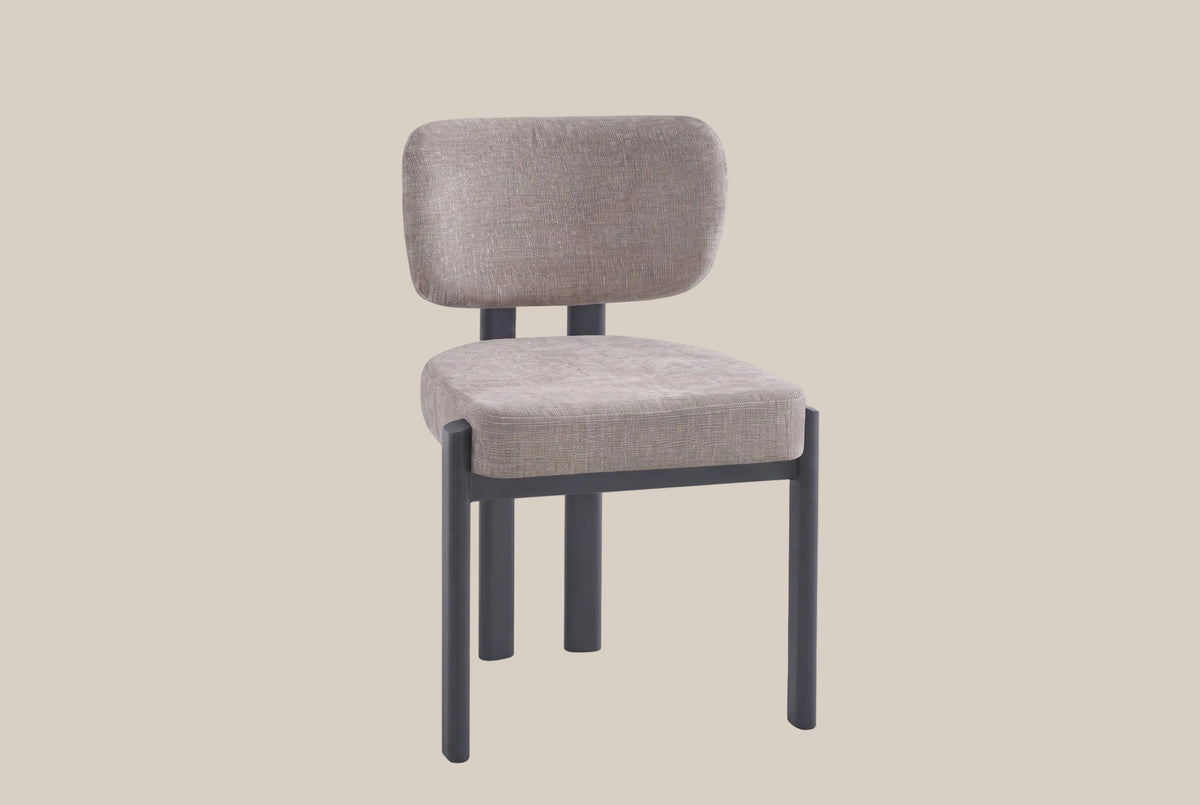 Wrenmoor — Chaise en serge chenille moka, piètement métal noir — vue 2
