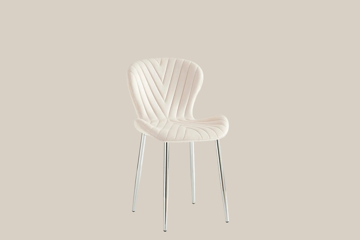 Yarrowby — Chaise en velours beige, piètement chrome — vue 2