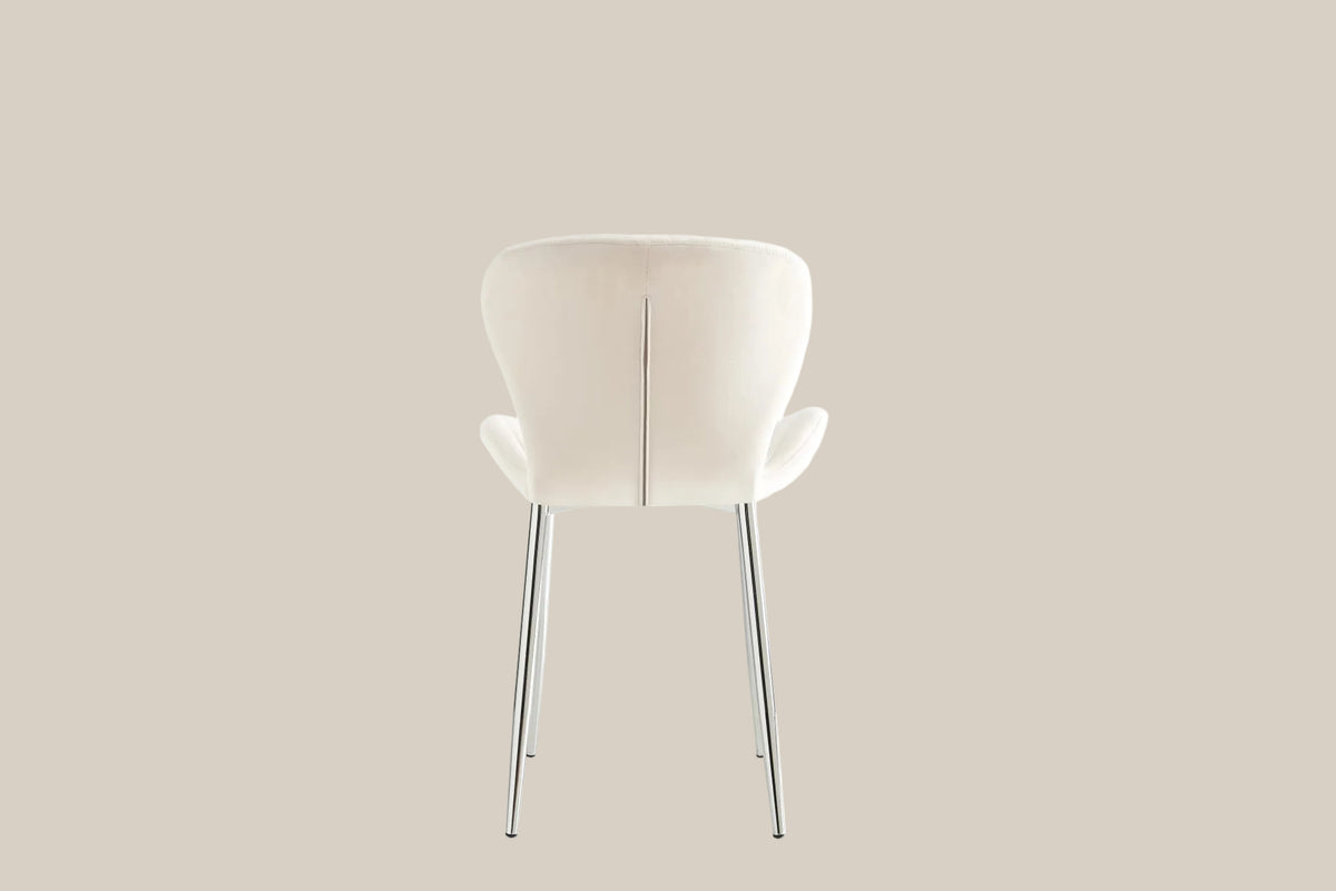 Yarrowby — Chaise en velours beige, piètement chrome — vue 3