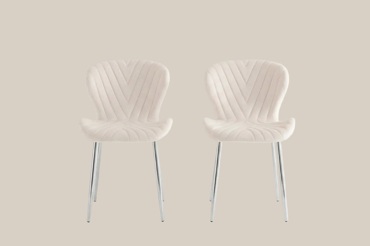 Yarrowby — Chaise en velours beige, piètement chrome — vue 4