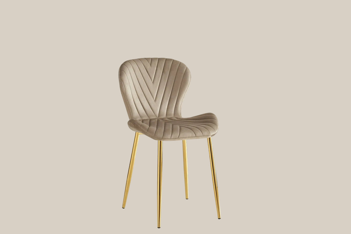 Yarrowby — Chaise en velours taupe, piètement gold — vue 2