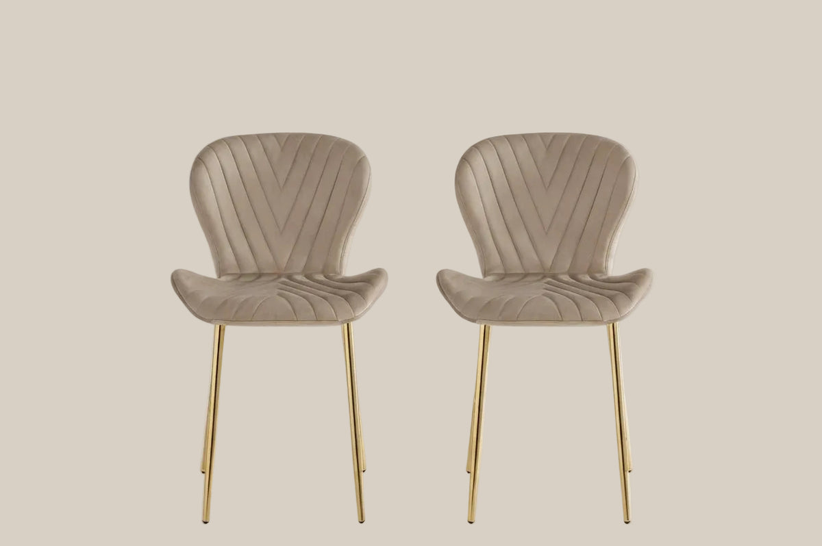 Yarrowby — Chaise en velours taupe, piètement gold — vue 4