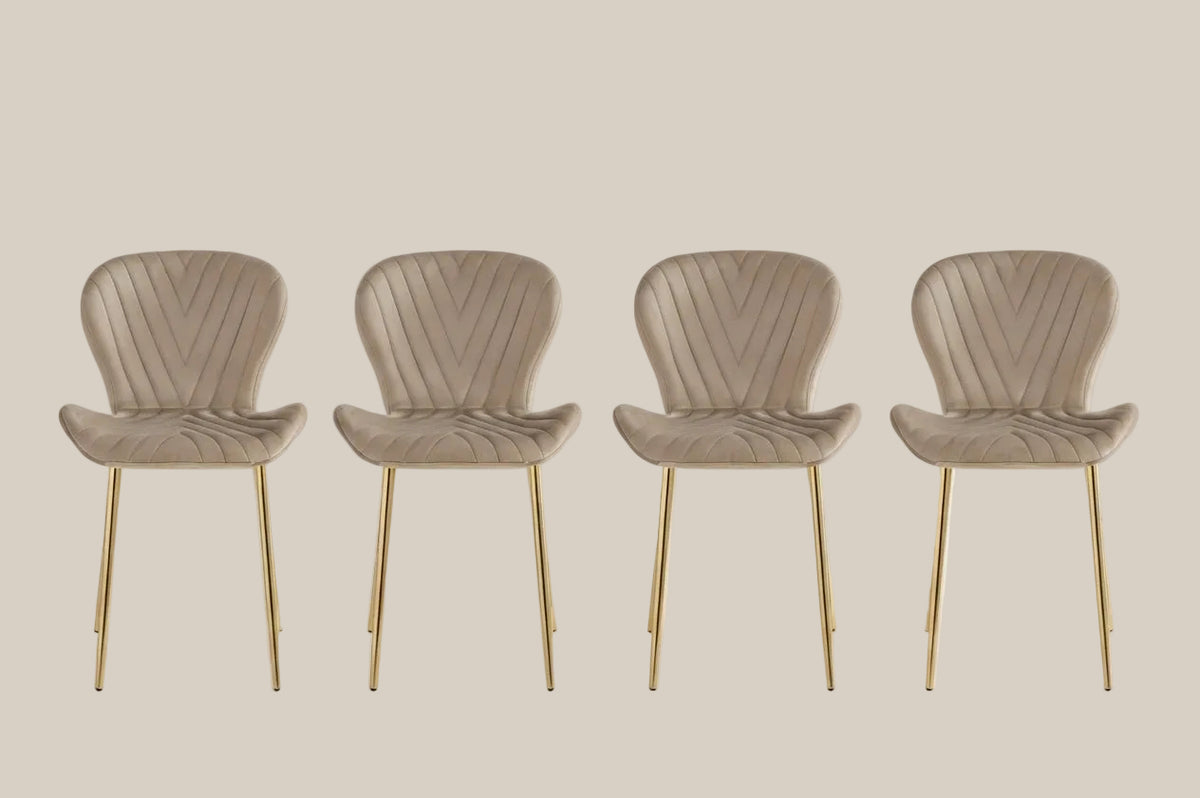 Yarrowby — Chaise en velours taupe, piètement gold — vue 5
