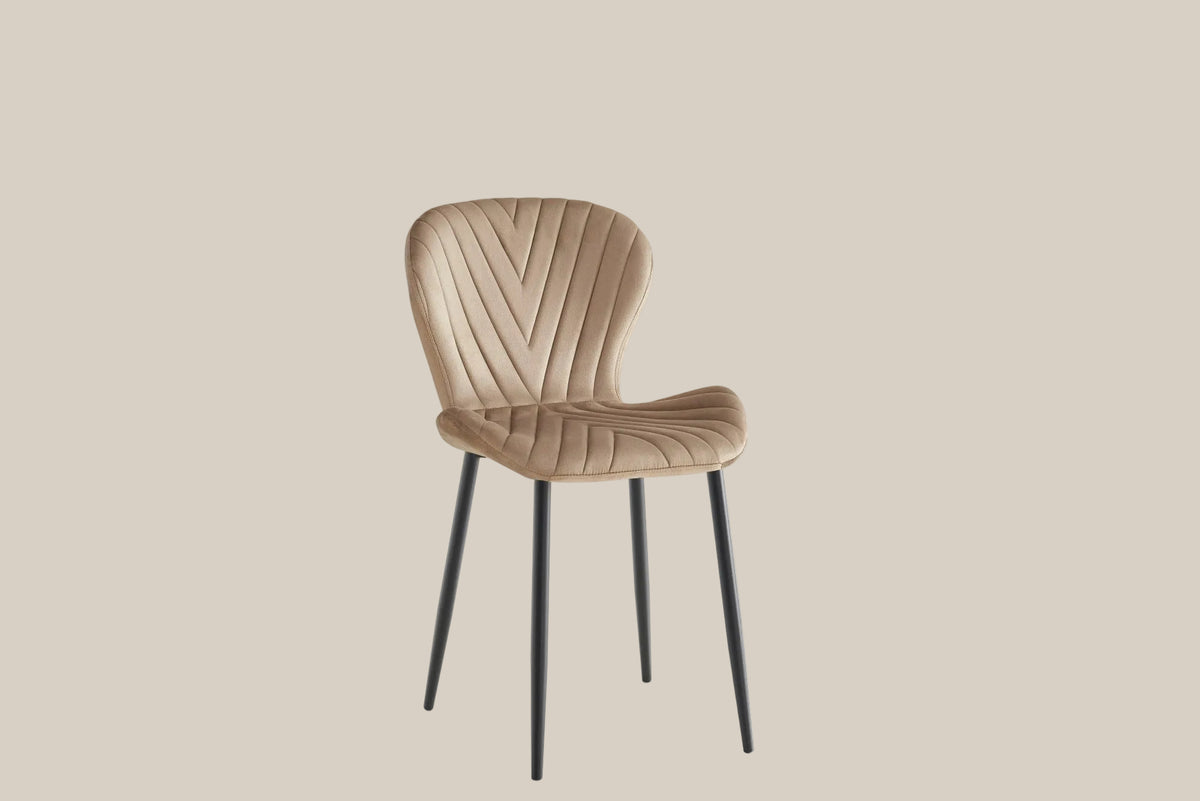 Yarrowby — Chaise en velours taupe, piètement noir — vue 2