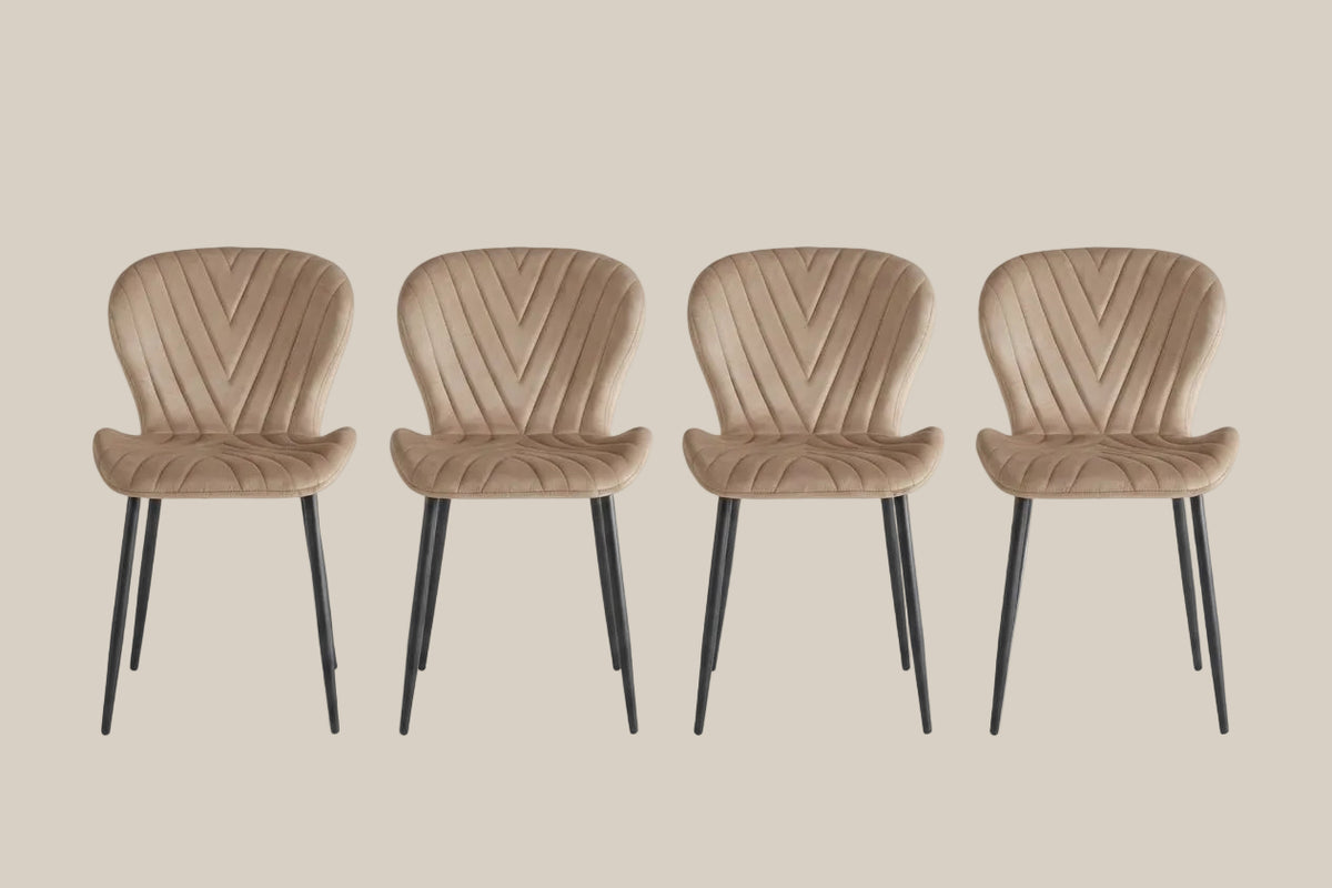 Yarrowby — Chaise en velours taupe, piètement noir — vue 5